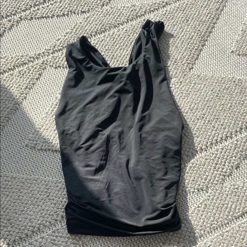 Elegant Black Women's Top Open Twisted Back